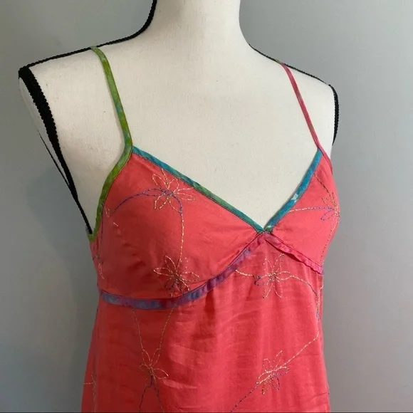 Y2K Floral Tie Dye Trim Cami Dress 2004 - Picture 4 of 9